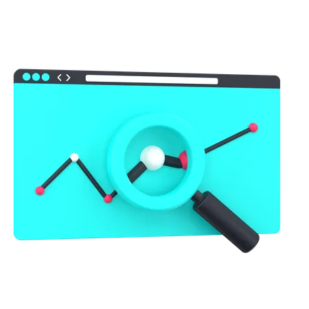 3 D Website And Magnifying Glass For Research Internet And Marketing 3D Icon