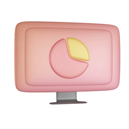 Monitor Screen Data Pie Chart 3D Icon