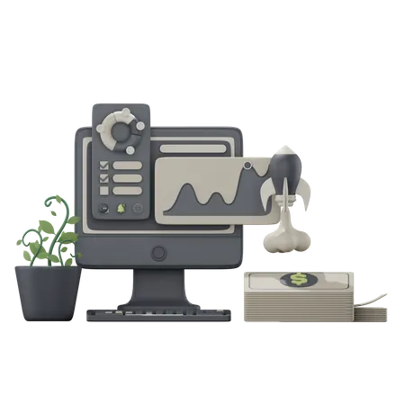 3 D Financial Analysis Illustration 3D Icon