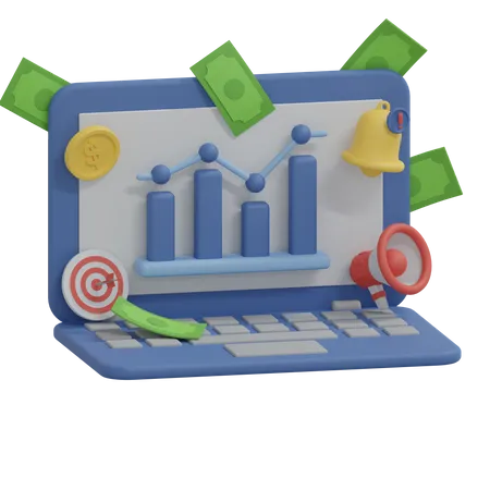 Laptop Business Analysis 3D Icon