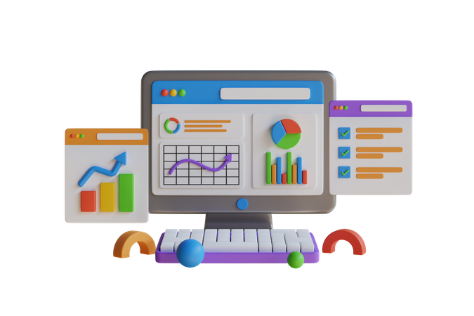 Online Analysis Chart  3D Illustration