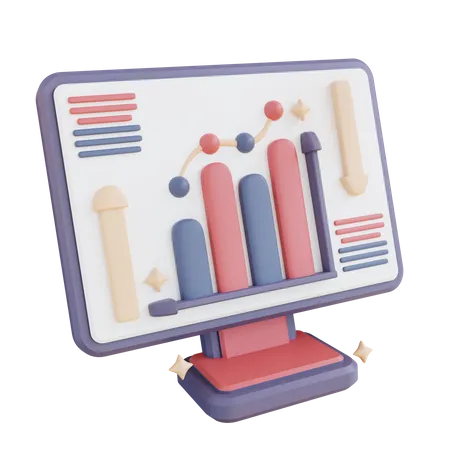 3 D Illustration The Monitor Shows Analysis Data 3D Icon