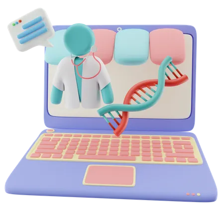 Online-Arzt mit DNA  3D Illustration