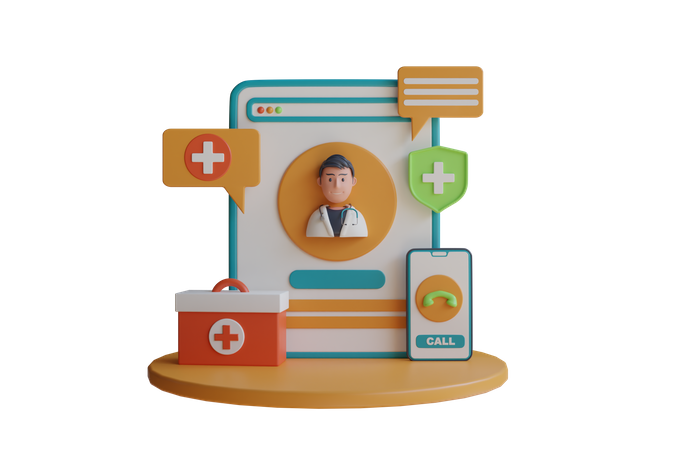 Online-Arztkonsultation  3D Illustration