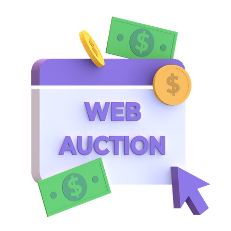 Online Auction in Web  3D Illustration