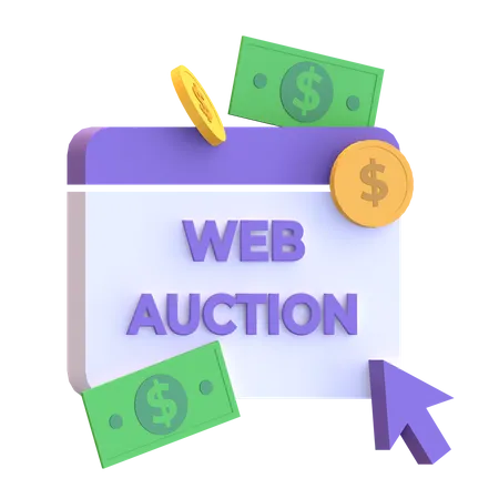 Online Auction in Web  3D Illustration