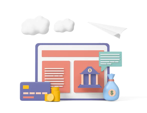 Online Banking Operation  3D Icon