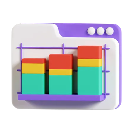 Online Bar Chart  3D Icon