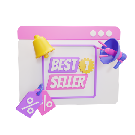 Online Best Seller Website  3D Illustration