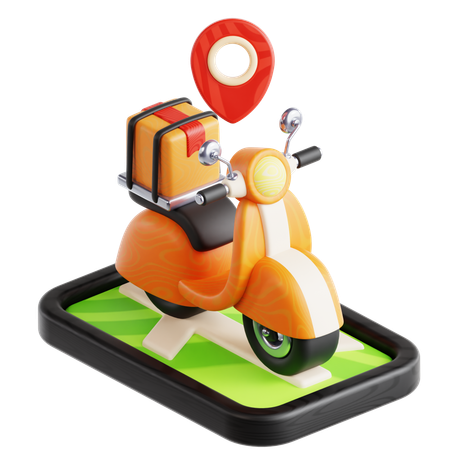 Online Bike Delivery  3D Icon