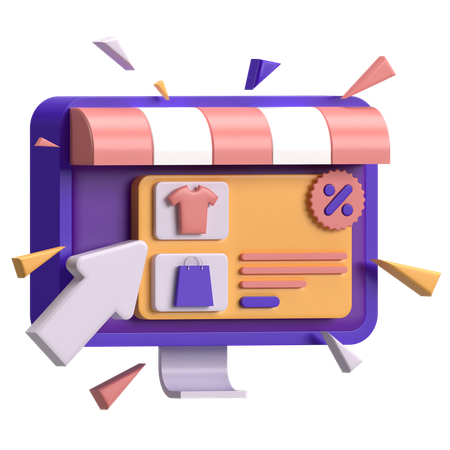 Online-Bildschirm-Shop  3D Icon