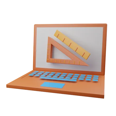 Online-Bildung am Laptop  3D Illustration