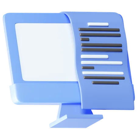 An Icon Portraying A Document Placed On A Monitor Perfect For Representing Digital Documents Or File Management 3D Icon