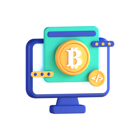 Online Bitcoin  3D Icon