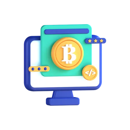 Online Bitcoin  3D Icon