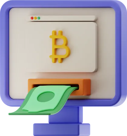 Bitcoin-Onlineabhebung  3D Illustration