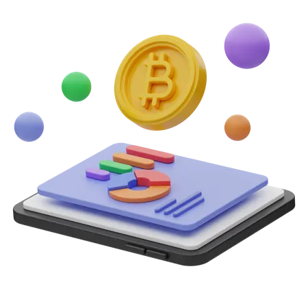 Online-Bitcoin-Analyse  3D Illustration