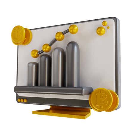 Online Bitcoin Analysis  3D Icon