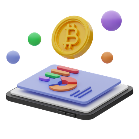 Online Bitcoin Analysis  3D Illustration