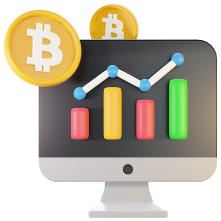 Online Bitcoin Analytics  3D Icon