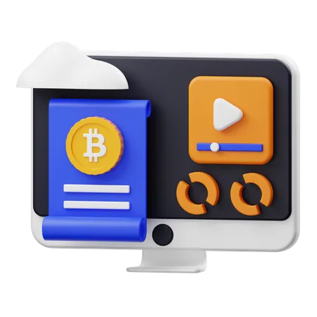 Online Bitcoin Bill  3D Illustration