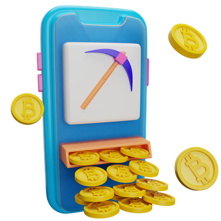 Online Bitcoin Mining  3D Icon