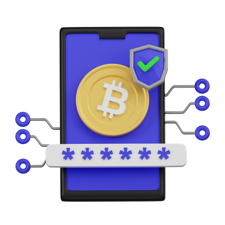 Online Bitcoin Password  3D Icon