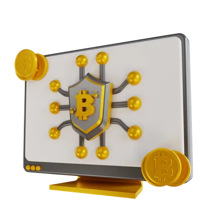 Online Bitcoin Security  3D Illustration