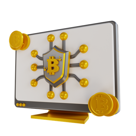 Online-Bitcoin-Sicherheit  3D Illustration