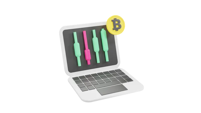 Online Bitcoin Trading  3D Icon