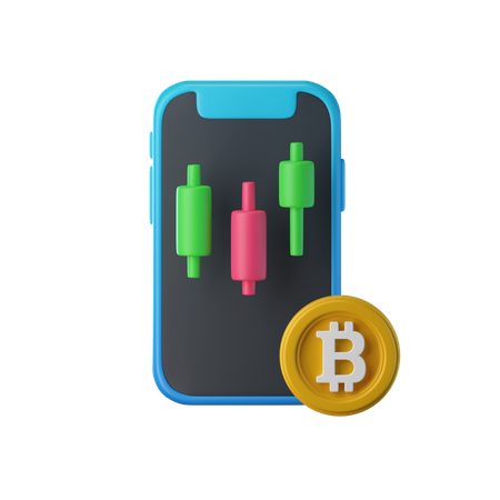 Online Bitcoin Trading  3D Icon