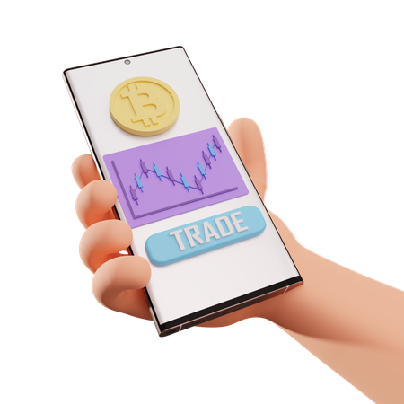 Online Bitcoin Trading  3D Illustration