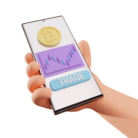 Online Bitcoin Trading  3D Illustration