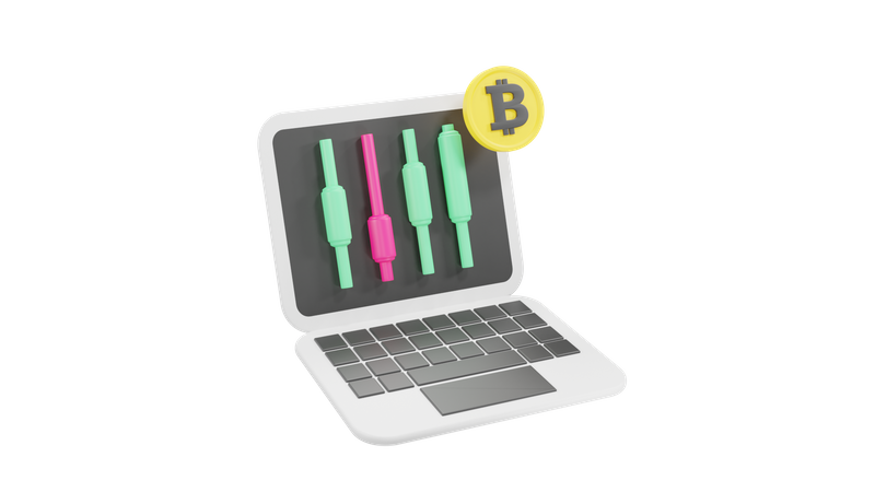 Online Bitcoin Trading  3D Icon