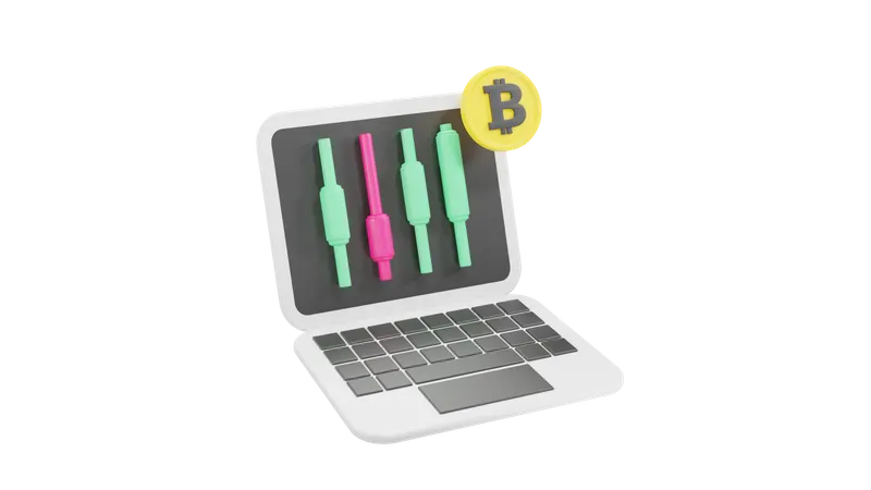 Bitcoin Candle Stick Trading 3D Icon