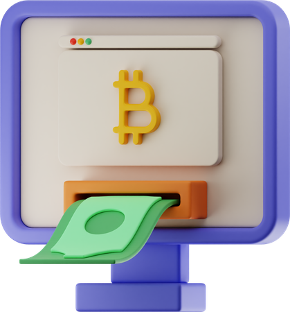 Online Bitcoin Withdraw  3D Illustration