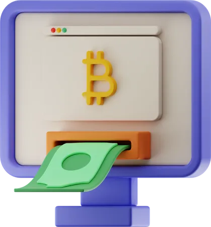 Online Bitcoin Withdraw  3D Illustration