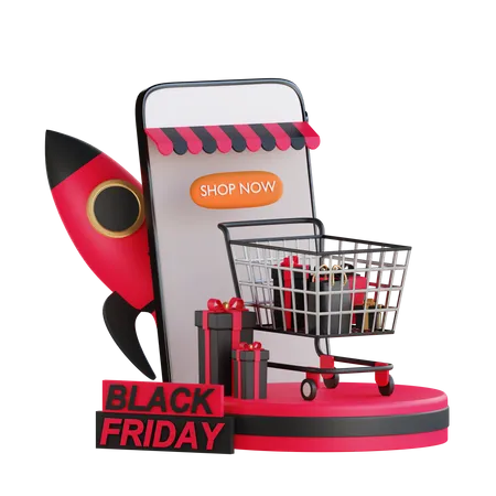 Online black friday offer  3D Illustration