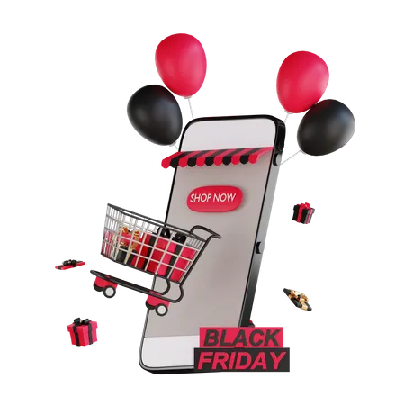 Online black friday shopping  3D Illustration