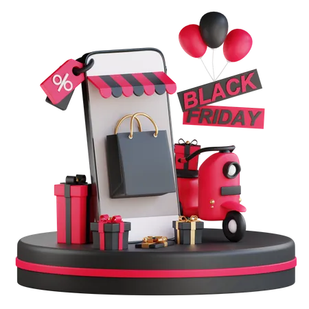 Online black friday shopping  3D Illustration