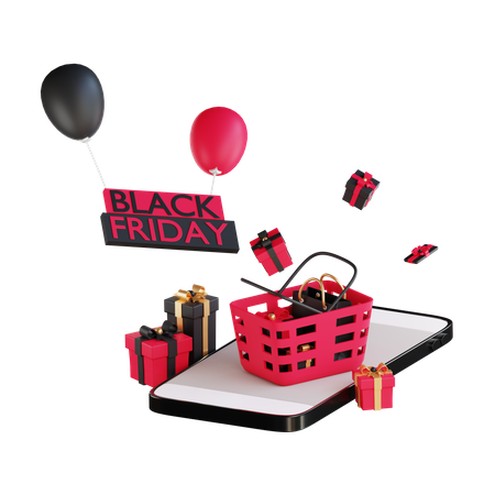 Online black friday shopping discount  3D Illustration