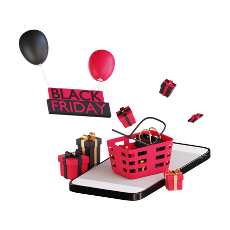 Online black friday shopping discount  3D Illustration
