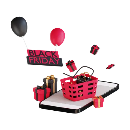 Online-Shopping-Rabatt am Black Friday  3D Illustration