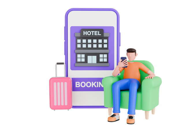 Online Booking Hotel  3D Icon