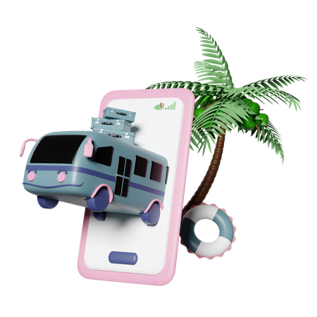 Online Bus Booking  3D Icon