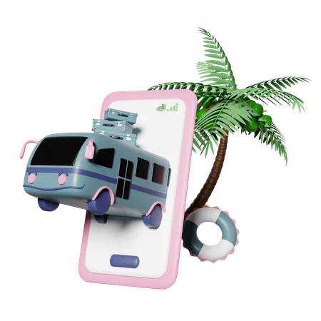 Online Bus Booking  3D Icon