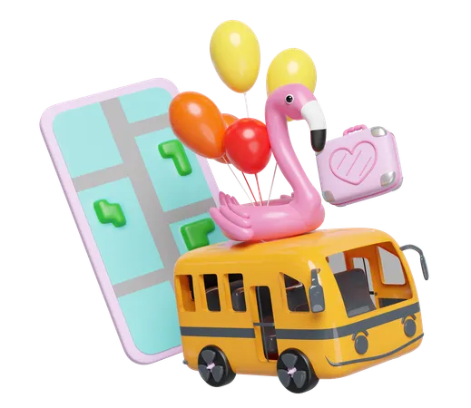 Online Bus Booking  3D Illustration