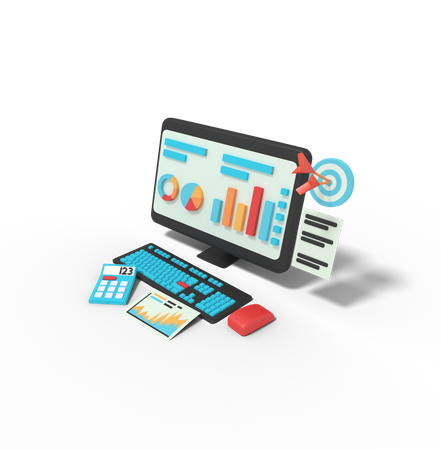 Online Business Analysis 3D Illustration