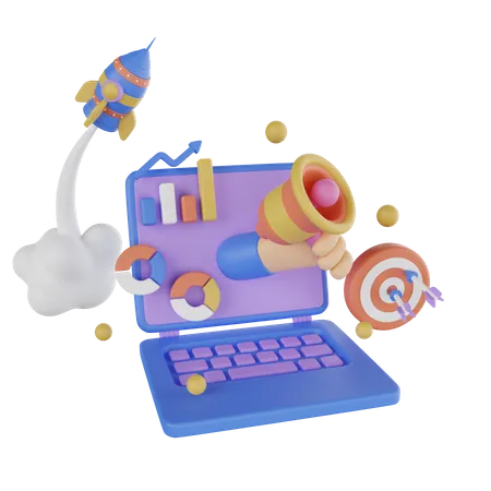 Online Business Marketing  3D Illustration