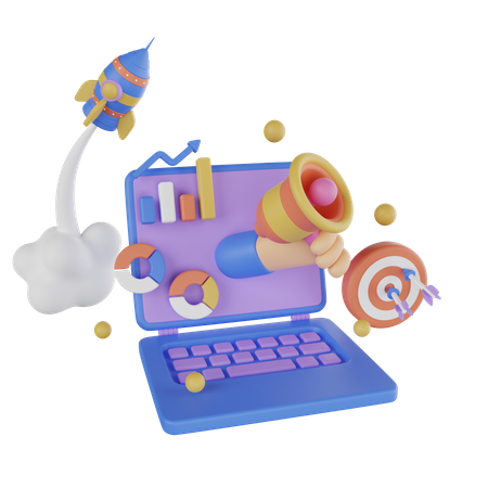 Online Business Marketing  3D Illustration